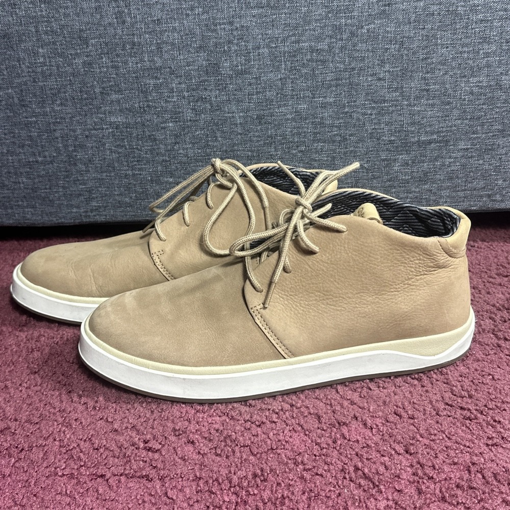 OluKai Chukka Boots Men's 11 Tan Brown Papaku 'Ili Leather Mid Sneakers